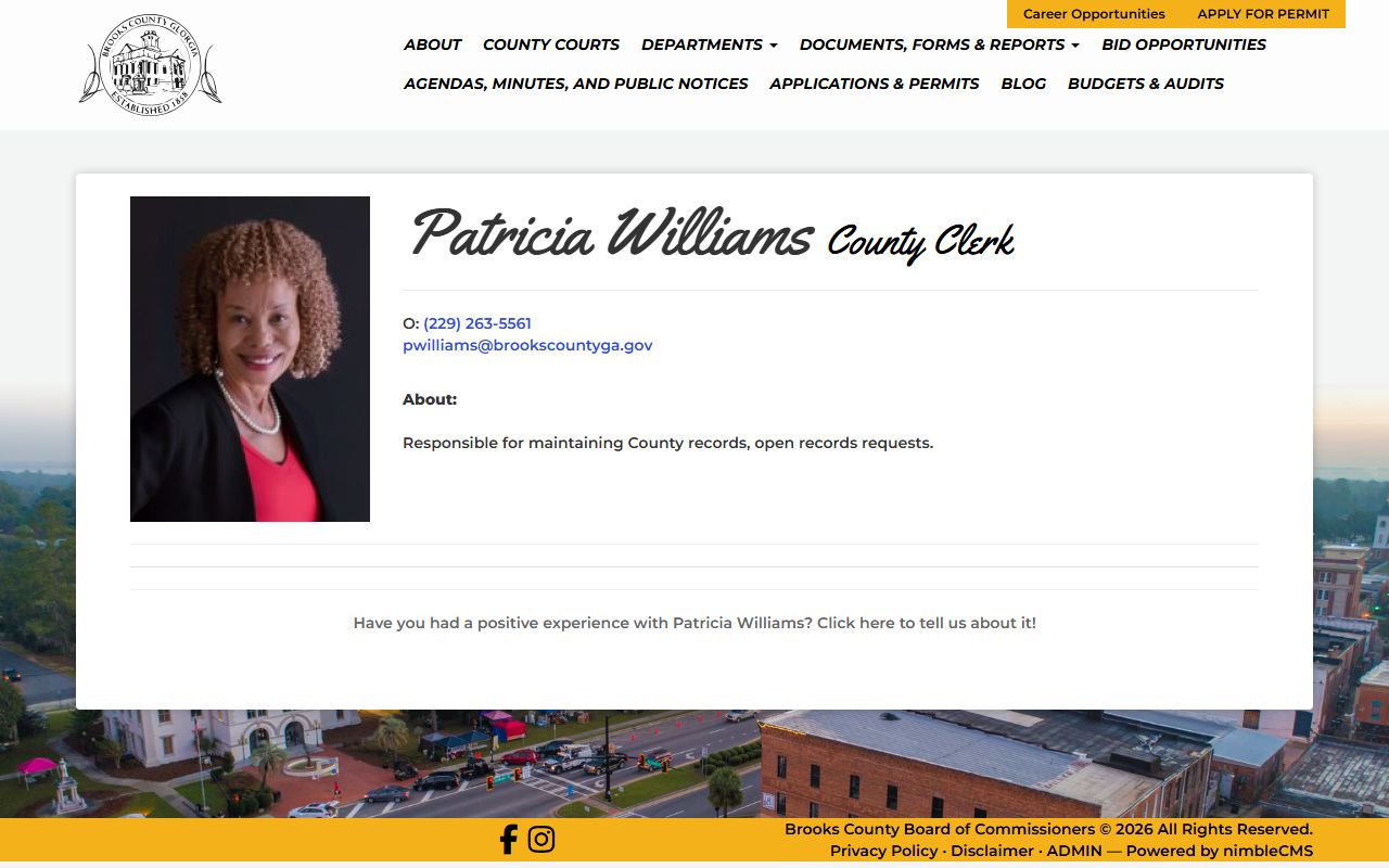 Brooks County Clerk of Superior Court county open records fallback