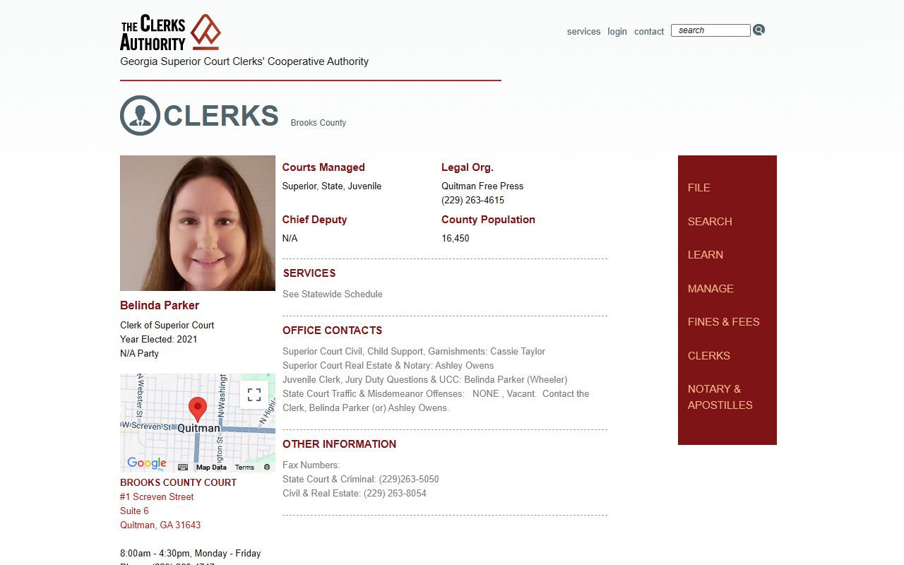 Brooks County Clerk of Superior Court GSCCCA profile