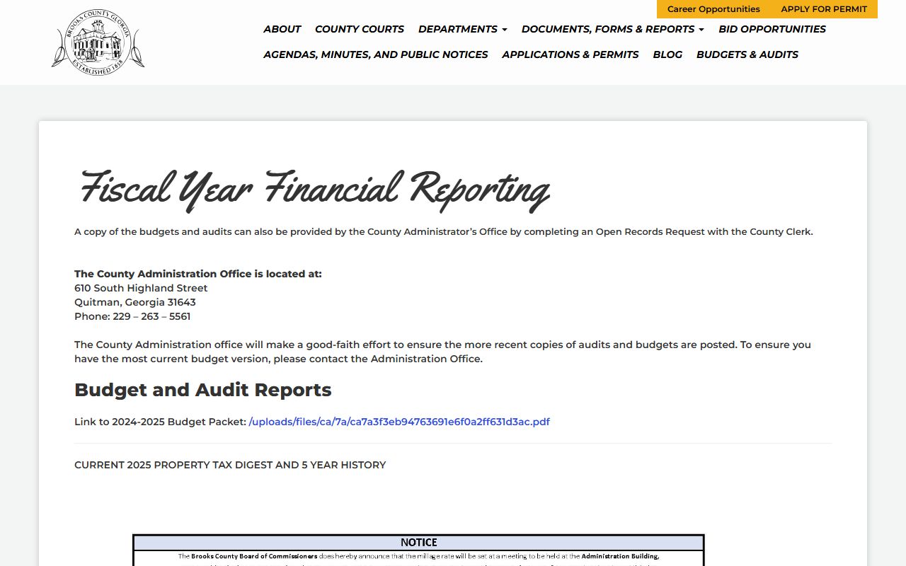Brooks County court records budget and audit open-records note