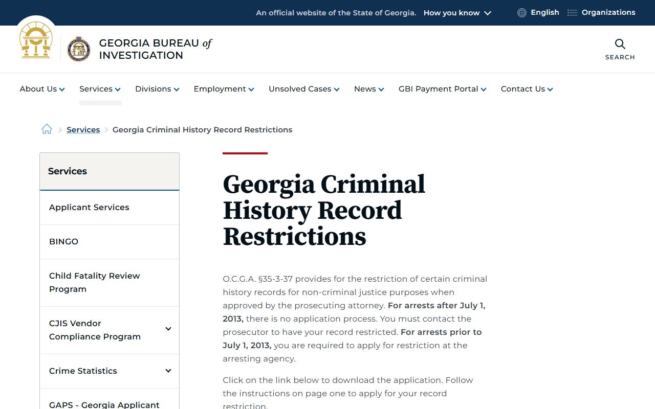Brooks County court records GBI record restriction source