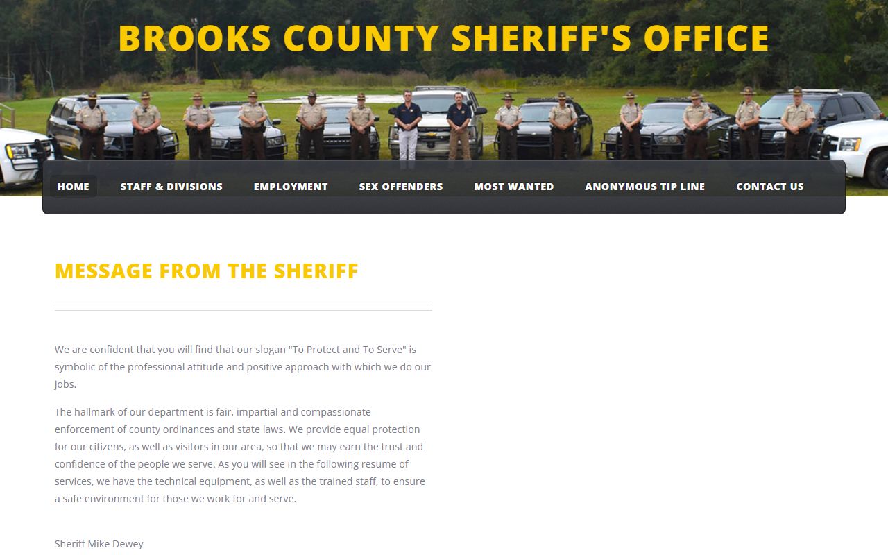 Brooks County inmate search Sheriff's Office homepage