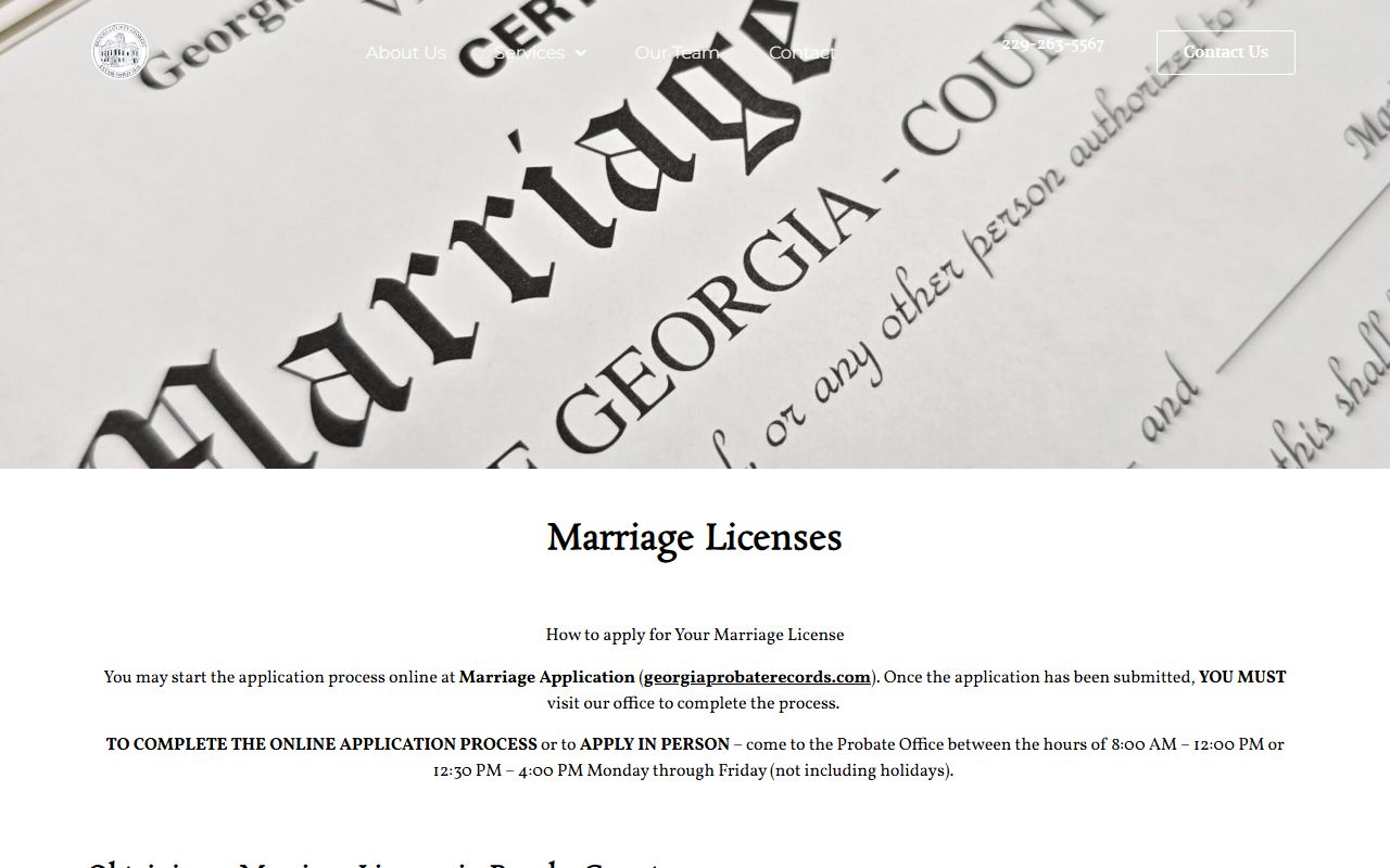Brooks County probate records marriage license page