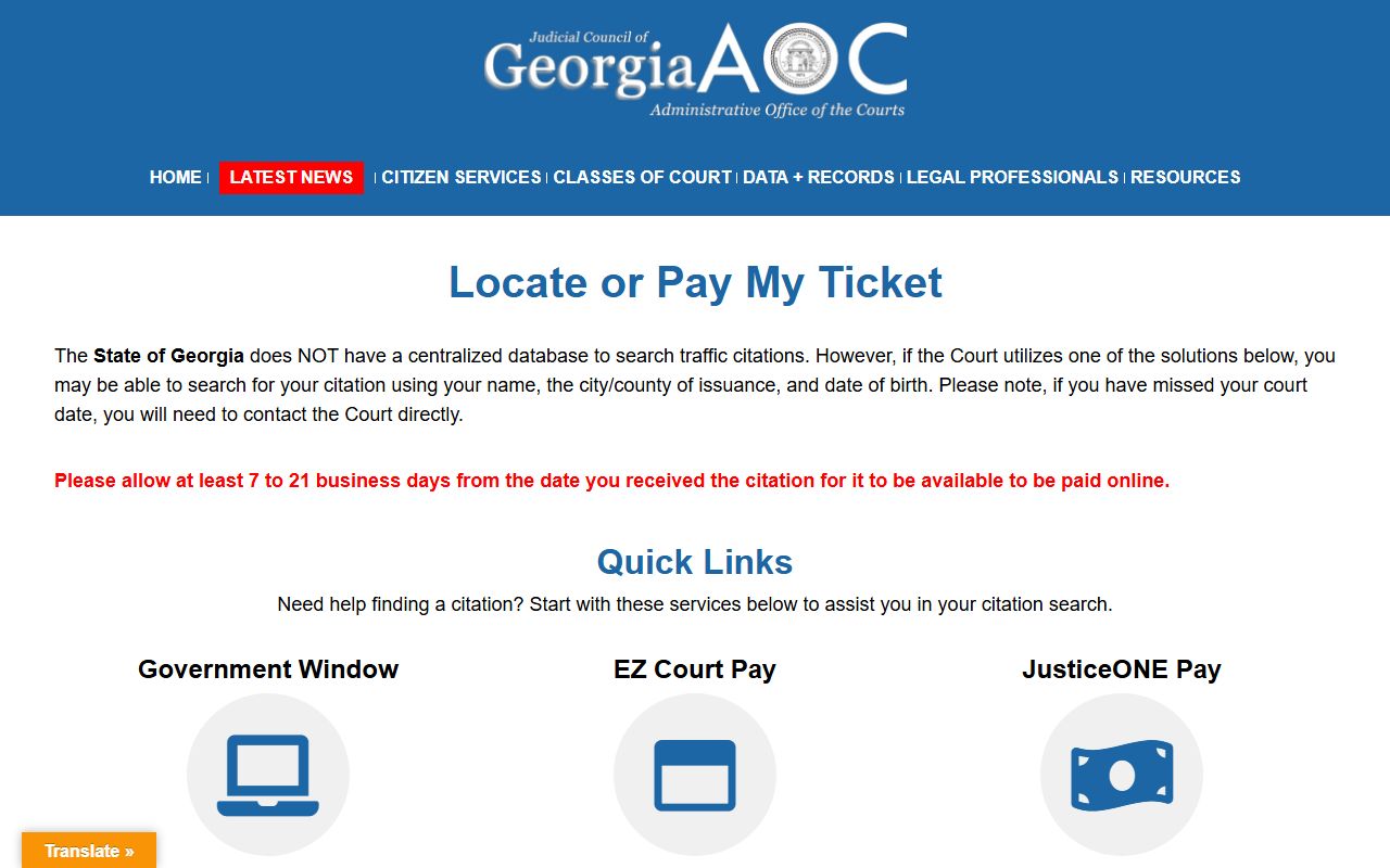 Brooks County traffic court records Georgia Courts citation lookup guide